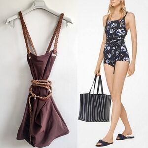 New Michael Kors Collection Runway Resort 2018 Wrap Belted Brown Swimsuit Size 6